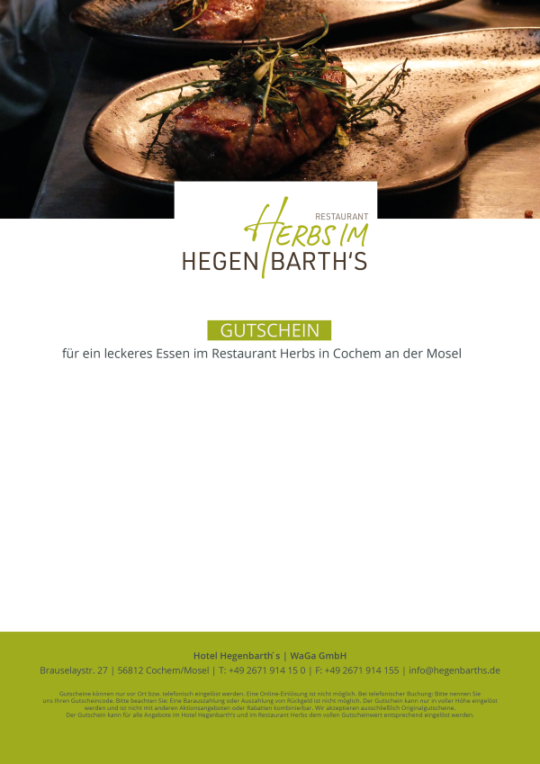 Restaurant Gutschein Herbs in Cochem an der Mosel (Hotel Hegenbarth's)